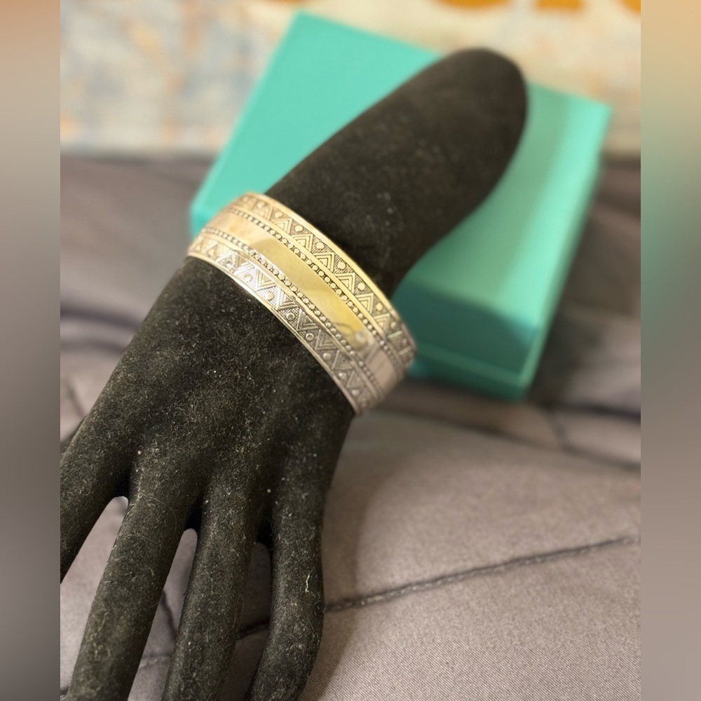 Silver Scroll Cuff Bangle Bracelet - image 1